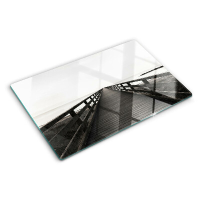 Tabla de cortar de cristal Puente de madera sobre el agua