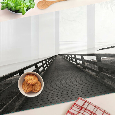 Tabla de cortar de cristal Puente de madera sobre el agua