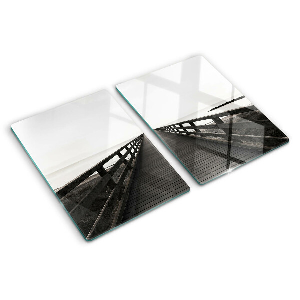 Szklana deska do krojenia Drewniany pomost nad wodą