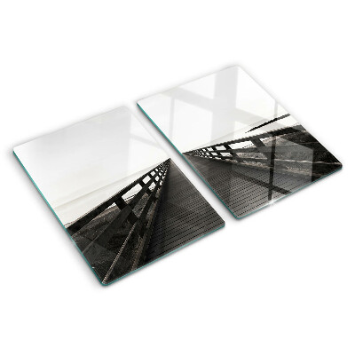 Tabla de cortar de cristal Puente de madera sobre el agua