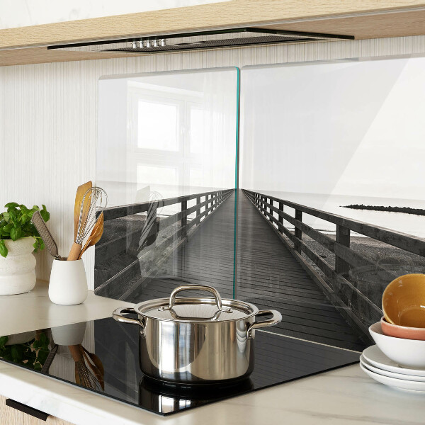 Tabla de cortar de cristal Puente de madera sobre el agua