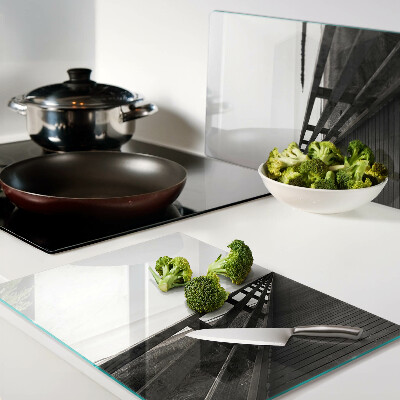 Tabla de cortar de cristal Puente de madera sobre el agua