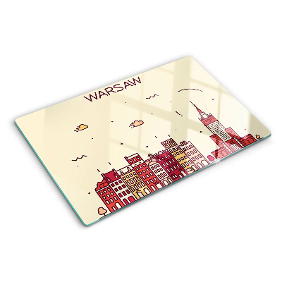 Tabla de cortar de cristal Las casas de vecindad de Varsovia y el Palacio de la Cultura