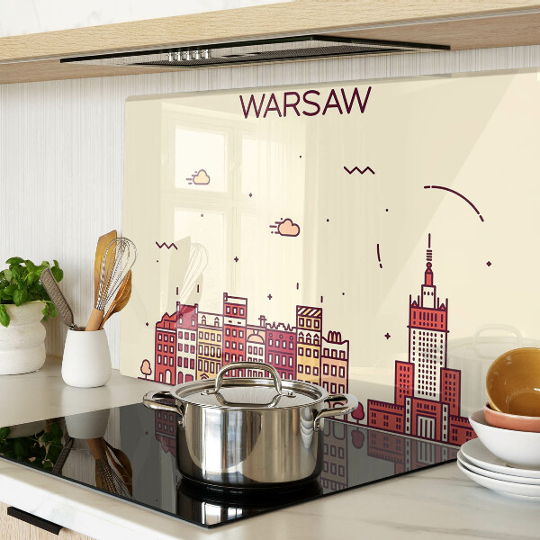 Deska kuchenna szklana Warszawskie kamienice i Pałac Kultury