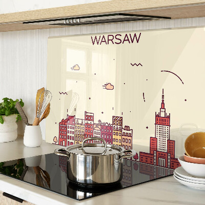 Tabla de cortar de cristal Las casas de vecindad de Varsovia y el Palacio de la Cultura