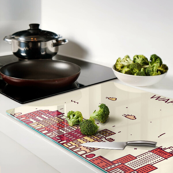 Deska kuchenna szklana Warszawskie kamienice i Pałac Kultury