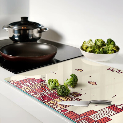 Tabla de cortar de cristal Las casas de vecindad de Varsovia y el Palacio de la Cultura