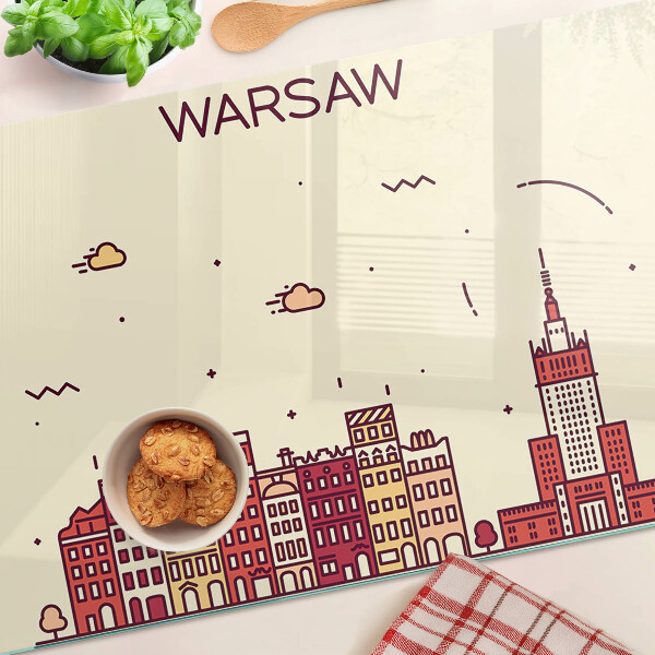 Tabla de cortar de cristal Las casas de vecindad de Varsovia y el Palacio de la Cultura