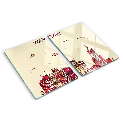 Deska kuchenna szklana Warszawskie kamienice i Pałac Kultury