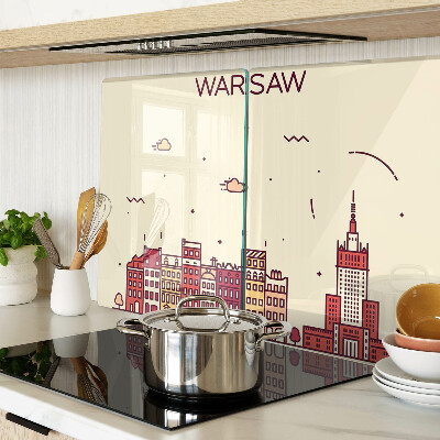 Tabla de cortar de cristal Las casas de vecindad de Varsovia y el Palacio de la Cultura
