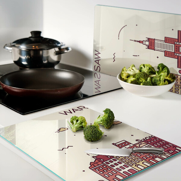 Tabla de cortar de cristal Las casas de vecindad de Varsovia y el Palacio de la Cultura