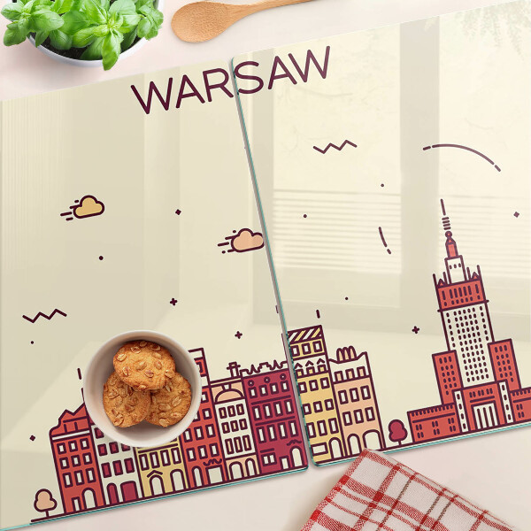 Deska kuchenna szklana Warszawskie kamienice i Pałac Kultury
