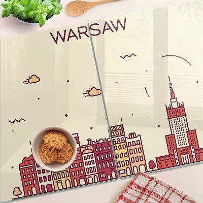 Tabla de cortar de cristal Las casas de vecindad de Varsovia y el Palacio de la Cultura