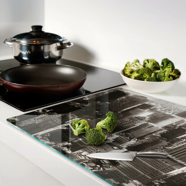 Tabla de cortar Panorama de la ciudad en tonos blanco y negro