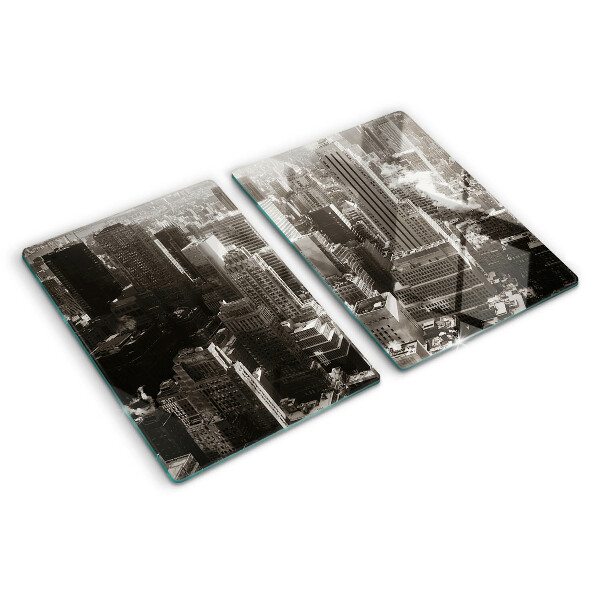 Tabla de cortar Panorama de la ciudad en tonos blanco y negro