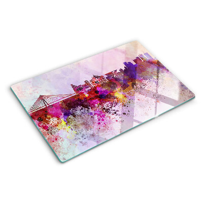 Tabla de cocina Una ciudad en estilo acuarela