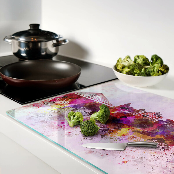 Tabla de cocina Una ciudad en estilo acuarela