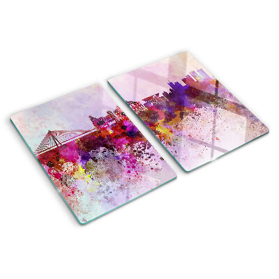 Tabla de cocina Una ciudad en estilo acuarela