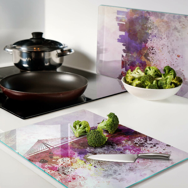 Tabla de cocina Una ciudad en estilo acuarela