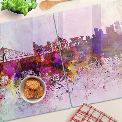 Tabla de cocina Una ciudad en estilo acuarela