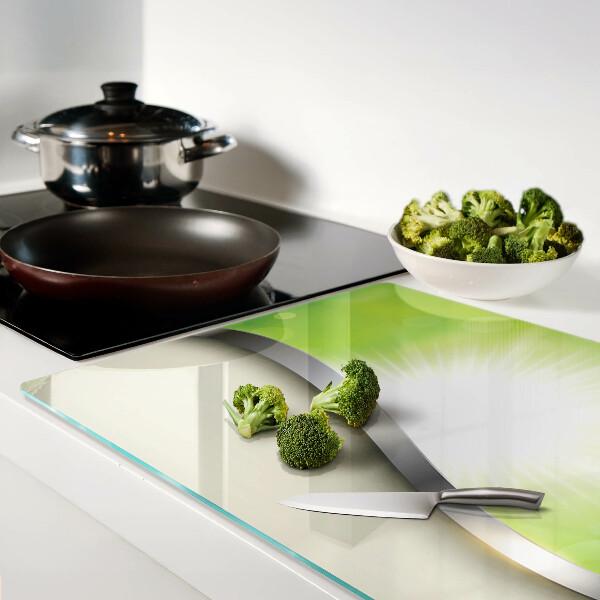 Tabla de cocina Bokeh verde con rayos de luz