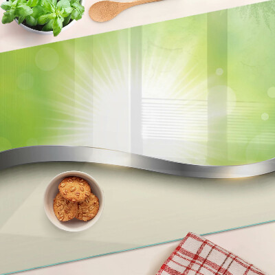Tabla de cocina Bokeh verde con rayos de luz