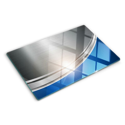 Tabla para cortar Efecto metálico con acentos azules.