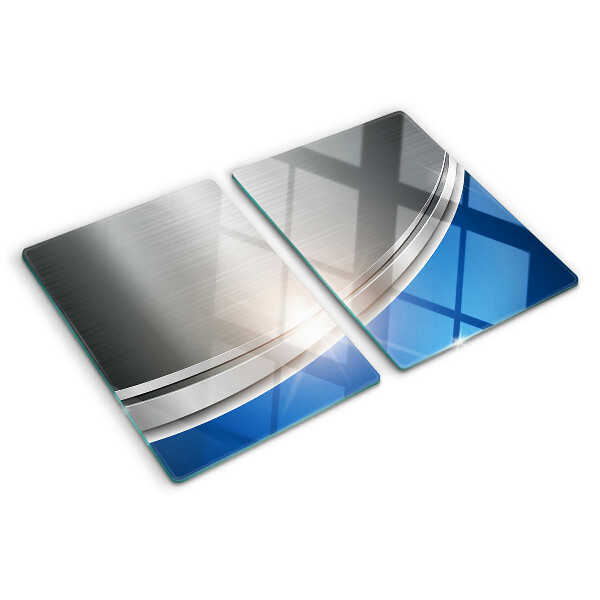 Tabla para cortar Efecto metálico con acentos azules.