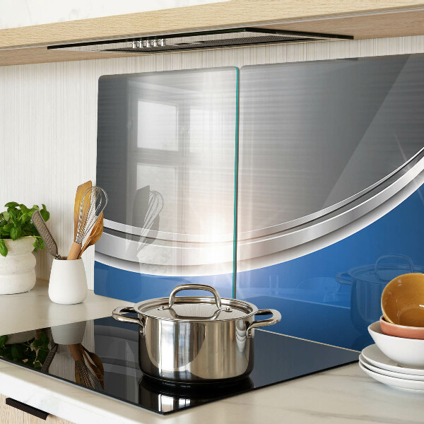 Szklana deska kuchenna Metaliczny efekt z niebieskimi akcentami