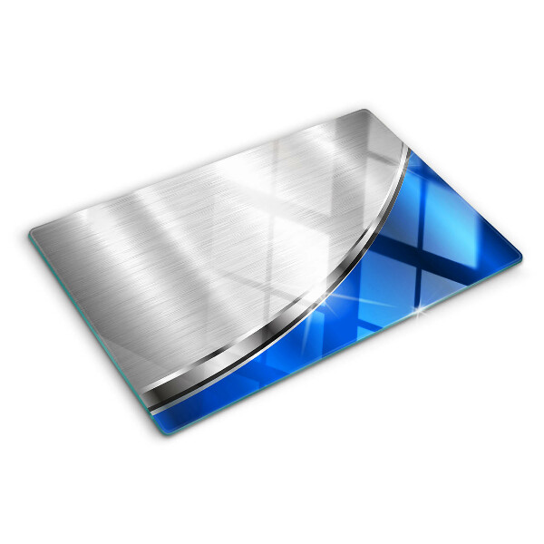 Tabla de cortar Patrón metálico con acentos azules.