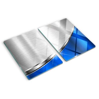 Tabla de cortar Patrón metálico con acentos azules.