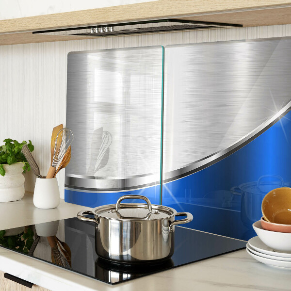Szklana deska kuchenna Metaliczny wzór z niebieskimi akcentami
