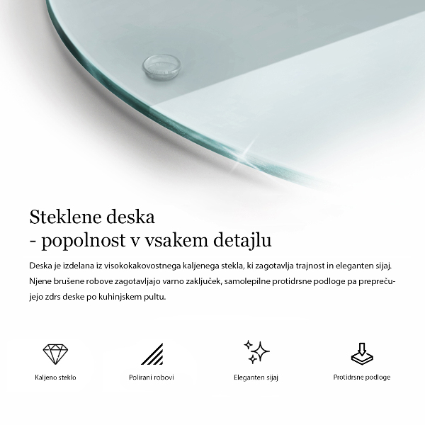 Tabla de cocina transparente redonda