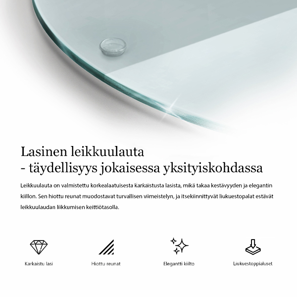 Tabla de cocina transparente redonda