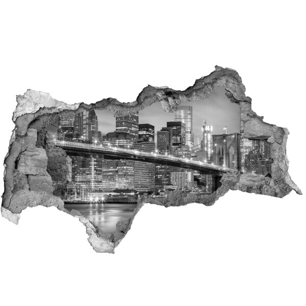 Vinilo adhesivo boquete en la pared rota El puente de Brooklyn de Nueva York