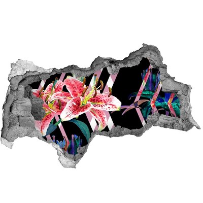 Pegatina decorativa agujero en la pared 3d Agujero de flor en la pared