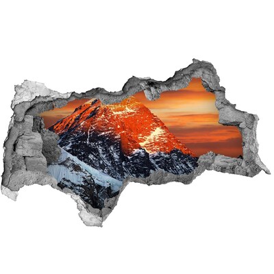 Fotomural autoadhesivo efecto agujero 3d Montañas al atardecer