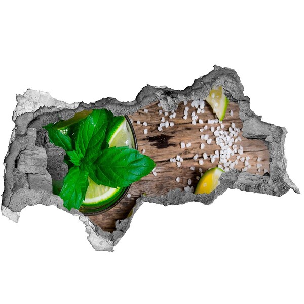 Vinilo efecto 3d pared rota irregular Un cóctel refrescante con lima.