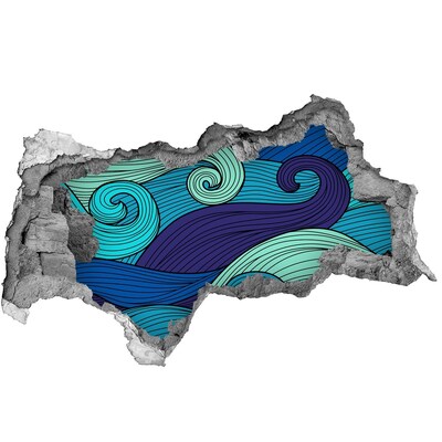 Pegatina decorativa agujero en la pared 3d Olas en el océano