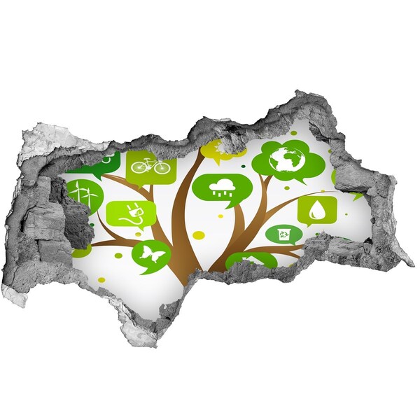 Fotomural autoadhesivo efecto agujero 3d El mundo verde de la naturaleza