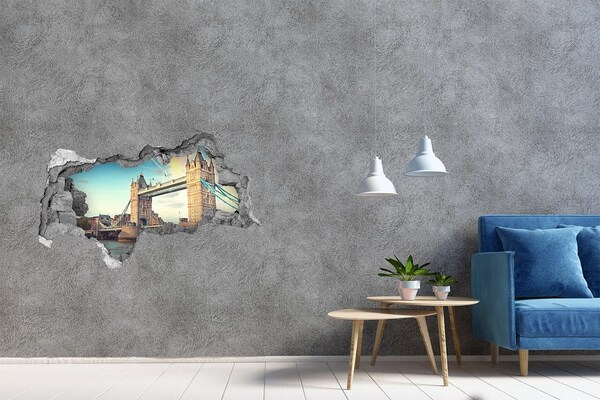 Vinilo efecto 3d pared rota irregular Puente de la Torre en Londres