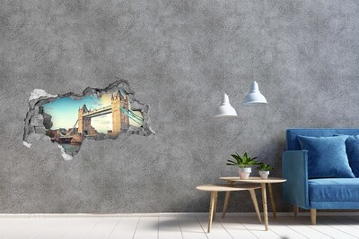 Vinilo efecto 3d pared rota irregular Puente de la Torre en Londres