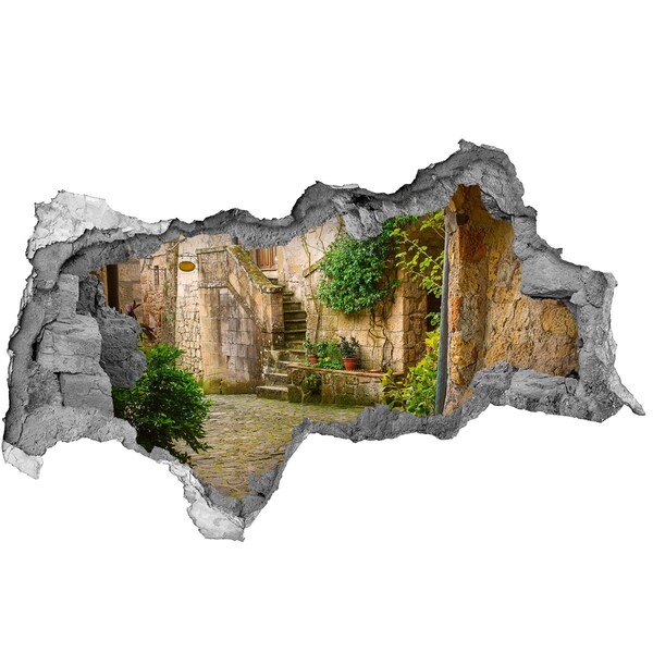 Fotomural autoadhesivo efecto agujero 3d Un patio encantador en el casco antiguo.