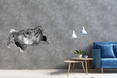 Vinilo efecto 3d pared rota irregular Lobo en ruinas