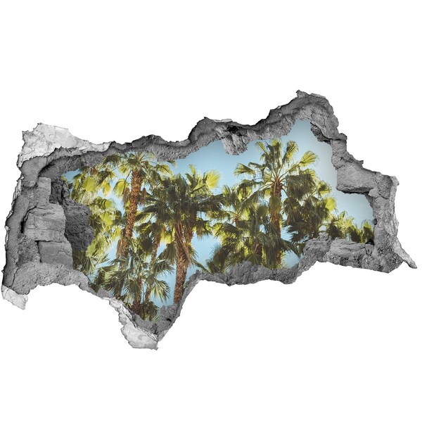 Fotomural autoadhesivo efecto agujero 3d Paraíso tropical con palmeras
