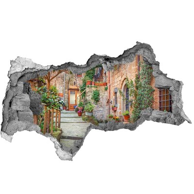 Vinilo efecto 3d pared rota irregular Un pueblo encantador en la Toscana