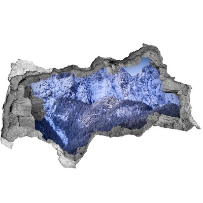 Vinilo efecto 3d pared rota irregular Paisaje de montaña en paisaje invernal