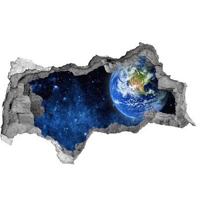 Vinilo efecto 3d pared rota irregular Vista cósmica desde un agujero en la pared.