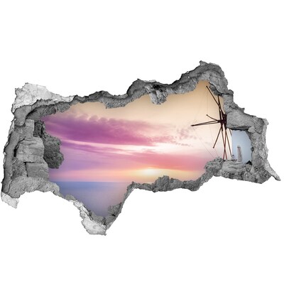 Vinilo efecto 3d pared rota irregular Vista de la isla griega