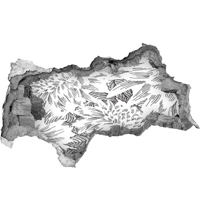 Naklejka 3D dziura na ścianę Kwiatowy wzór w dziurze w ścianie